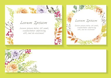 Sarı yeşil bir arka planda izole edilmiş mesaj alanı olan Bahar Çiçekleri Arkaplanı, Vektör Resimleri.