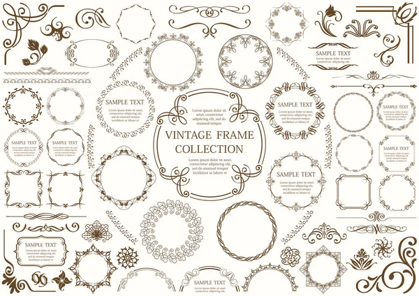 Vintage Frame Set Isoliert Auf Einem Einfachen Hintergrund Vektorillustration — Stockvektor