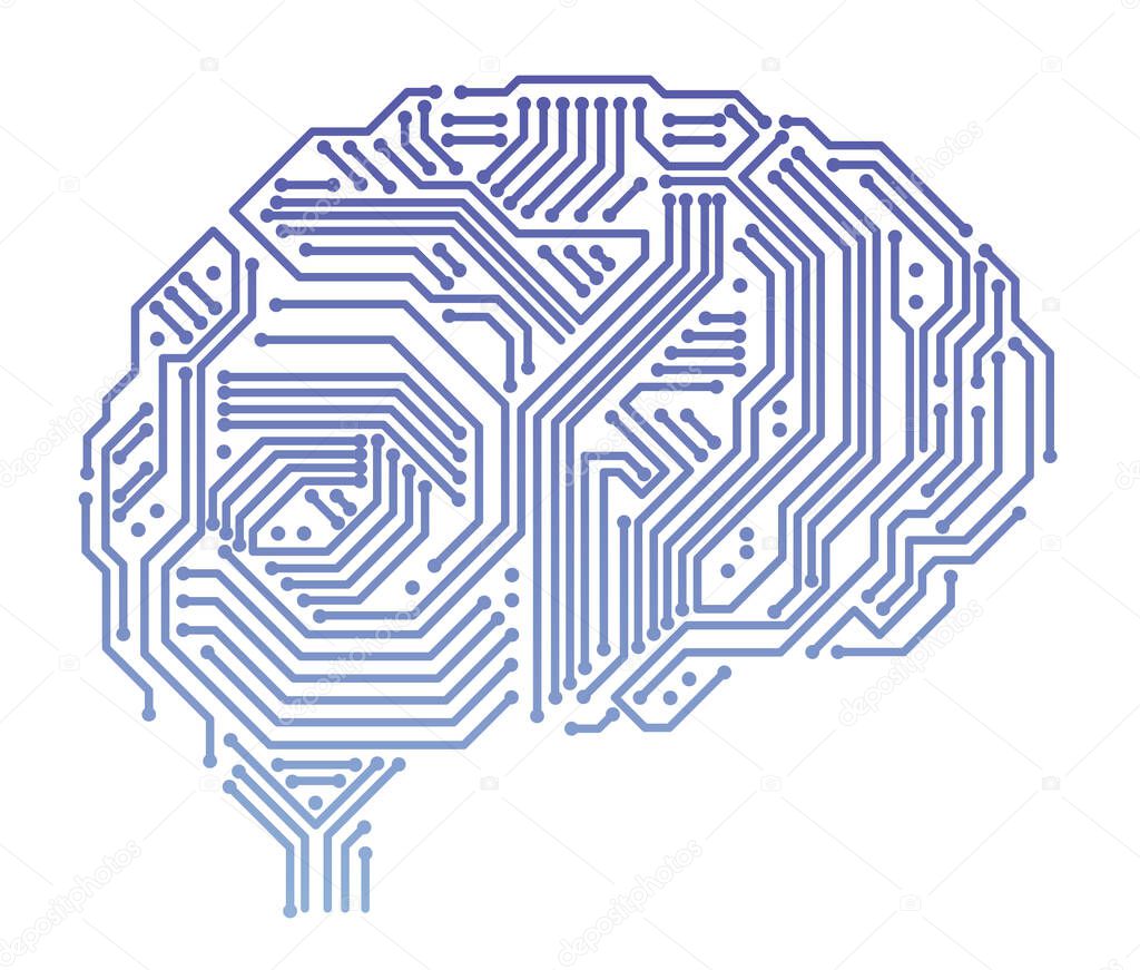 Vector Artificial Intelligence Concept Illustration Isolated On A White Background.  
