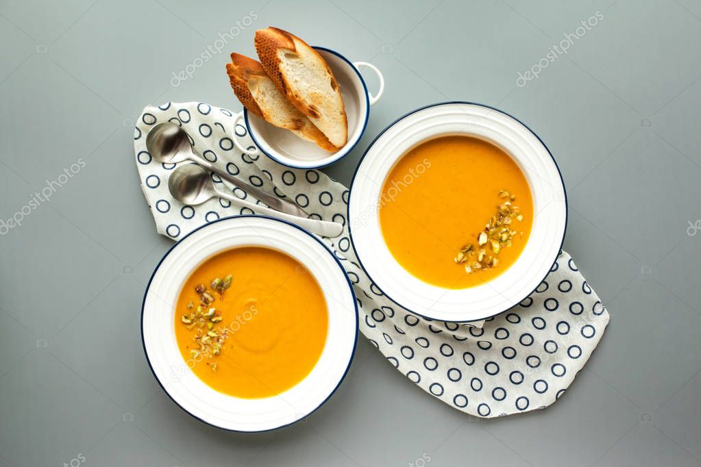 Pumpkin soup with croutons