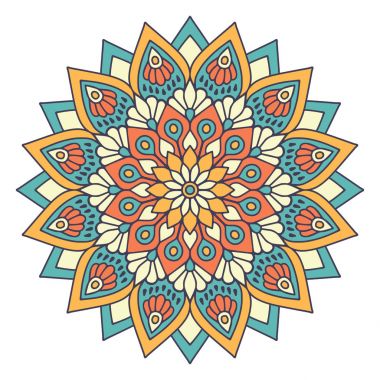 Çiçek Mandala. Vintage dekoratif öğeler. Oryantal desen vektör çizim. Islam, Arapça, Indian, Fas, İspanya, Türk, pakistan, Çin, mistik, Osmanlı motifleri. Boyama kitabı sayfası