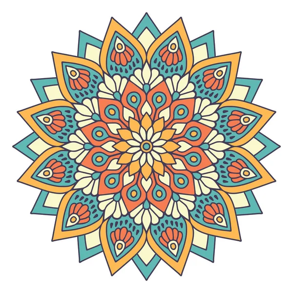 Mandala aux fleurs. Éléments décoratifs vintage. Modèle oriental, illustration vectorielle. Islam, arabe, indien, marocain, espagnol, turc, pakistan, chinois, mystique, ottoman motifs. Coloriage livre page — Image vectorielle