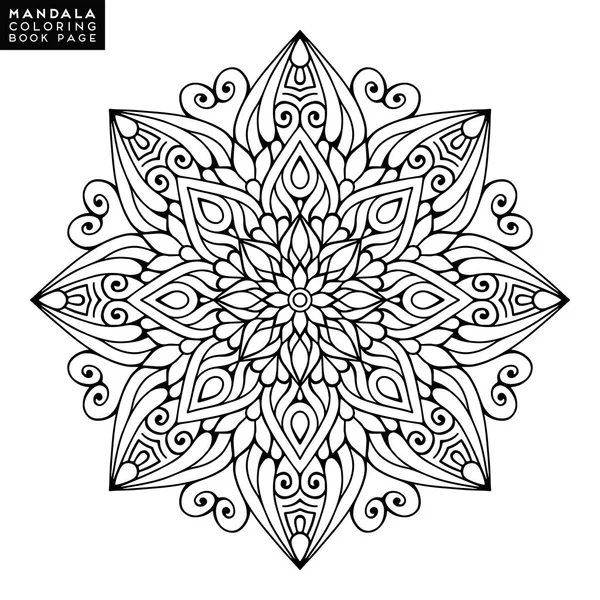 Mandala de flores. Elementos decorativos vintage. Patrón oriental, ilustración vectorial. Islam, árabe, indio, marroquí, españa, turco, pakistán, chino, místico, motivos otomanos. Libro para colorear página — Vector de stock