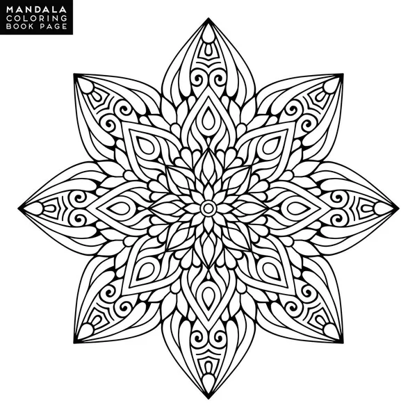 Mandala de flores. Elementos decorativos vintage. Patrón oriental, ilustración vectorial. Islam, árabe, indio, marroquí, españa, turco, pakistán, chino, místico, motivos otomanos. Libro para colorear página — Vector de stock