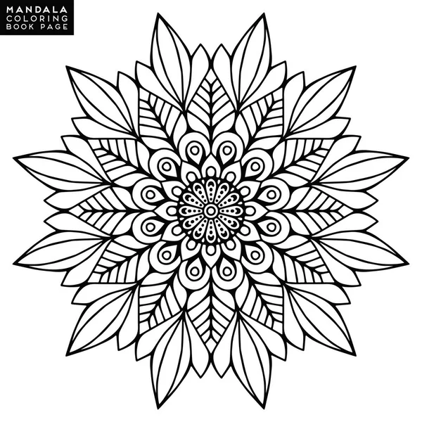 Mandala aux fleurs. Éléments décoratifs vintage. Modèle oriental, illustration vectorielle. Islam, arabe, indien, marocain, espagnol, turc, pakistan, chinois, mystique, ottoman motifs. Coloriage livre page — Image vectorielle