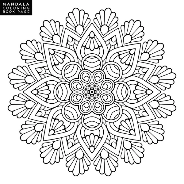 Mandala aux fleurs. Éléments décoratifs vintage. Modèle oriental, illustration vectorielle. Islam, arabe, indien, marocain, espagnol, turc, pakistan, chinois, mystique, ottoman motifs. Coloriage livre page — Image vectorielle