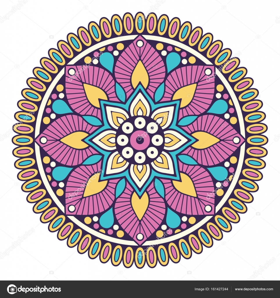 Cicek Mandala Vintage Dekoratif Ogeler Oryantal Desen Vektor