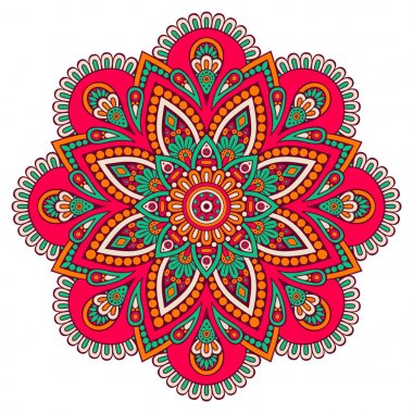 Çiçek Mandala. Vintage dekoratif öğeler. Oryantal desen vektör çizim. Islam, Arapça, Indian, Fas, İspanya, Türk, pakistan, Çin, mistik, Osmanlı motifleri. Boyama kitabı sayfası
