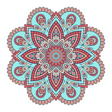 Çiçek Mandala. Vintage dekoratif öğeler. Oryantal desen vektör çizim. Islam, Arapça, Indian, Fas, İspanya, Türk, pakistan, Çin, mistik, Osmanlı motifleri. Boyama kitabı sayfası