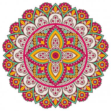 Çiçek Mandala. Vintage dekoratif öğeler. Oryantal desen vektör çizim. Islam, Arapça, Indian, Fas, İspanya, Türk, pakistan, Çin, mistik, Osmanlı motifleri. Boyama kitabı sayfası