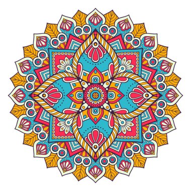 Çiçek Mandala. Vintage dekoratif öğeler. Oryantal desen vektör çizim. Islam, Arapça, Indian, Fas, İspanya, Türk, pakistan, Çin, mistik, Osmanlı motifleri. Boyama kitabı sayfası