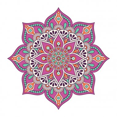 Çiçek Mandala. Vintage dekoratif öğeler. Oryantal desen vektör çizim. Islam, Arapça, Indian, Fas, İspanya, Türk, pakistan, Çin, mistik, Osmanlı motifleri. Boyama kitabı sayfası
