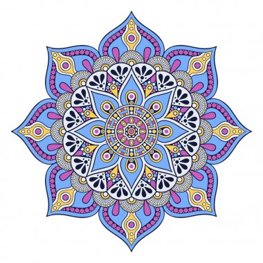 Çiçek Mandala. Vintage dekoratif öğeler. Oryantal desen vektör çizim. Islam, Arapça, Indian, Fas, İspanya, Türk, pakistan, Çin, mistik, Osmanlı motifleri. Boyama kitabı sayfası