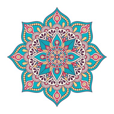 Çiçek Mandala. Vintage dekoratif öğeler. Oryantal desen vektör çizim. Islam, Arapça, Indian, Fas, İspanya, Türk, pakistan, Çin, mistik, Osmanlı motifleri. Boyama kitabı sayfası