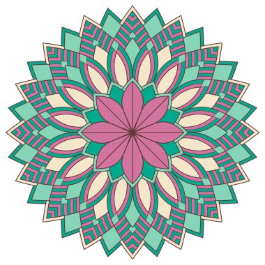 Çiçek Mandala. Vintage dekoratif öğeler. Oryantal desen vektör çizim. Islam, Arapça, Indian, Fas, İspanya, Türk, pakistan, Çin, mistik, Osmanlı motifleri. Boyama kitabı sayfası
