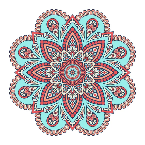 Mandala de flores. Elementos decorativos vintage. Patrón oriental, ilustración vectorial. Islam, árabe, indio, marroquí, españa, turco, pakistán, chino, místico, motivos otomanos. Libro para colorear página — Vector de stock