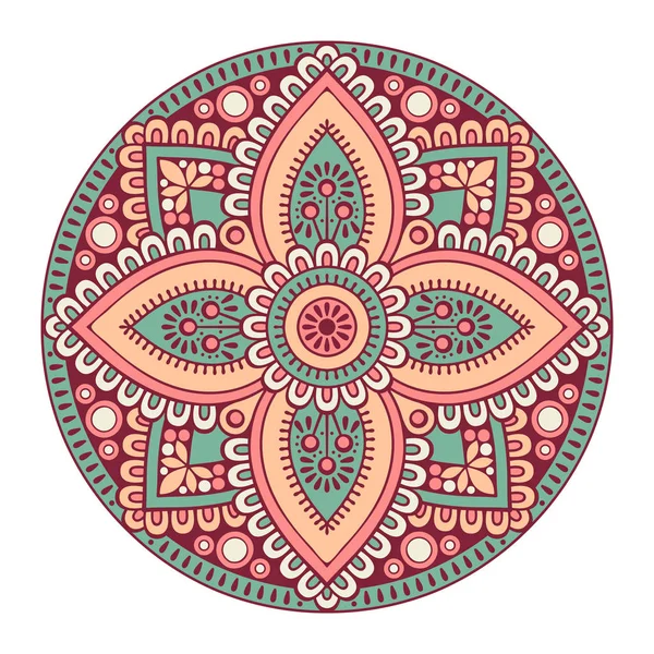 Mandala aux fleurs. Éléments décoratifs vintage. Modèle oriental, illustration vectorielle. Islam, arabe, indien, marocain, espagnol, turc, pakistan, chinois, mystique, ottoman motifs. Coloriage livre page — Image vectorielle