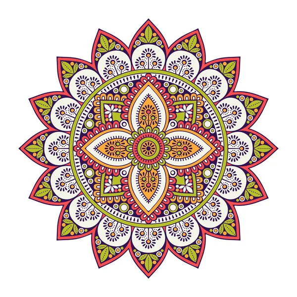 Mandala de flores. Elementos decorativos vintage. Patrón oriental, ilustración vectorial. Islam, árabe, indio, marroquí, españa, turco, pakistán, chino, místico, motivos otomanos. Libro para colorear página — Vector de stock