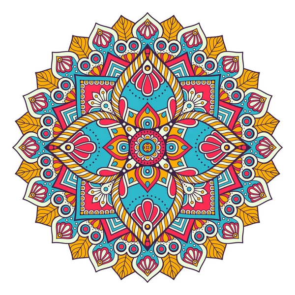 Μάνταλα λουλούδι. Vintage διακοσμητικά στοιχεία. Ασιατικό σχέδιο, εικονογράφηση φορέα. Ισλάμ, Αραβική, ινδική, μαροκινή, Ισπανία, Τουρκικά, Πακιστάν, κινεζες, μυστικιστής, οθωμανικά μοτίβα. Χρωματισμός σελίδα του βιβλίου — Διανυσματικό Αρχείο
