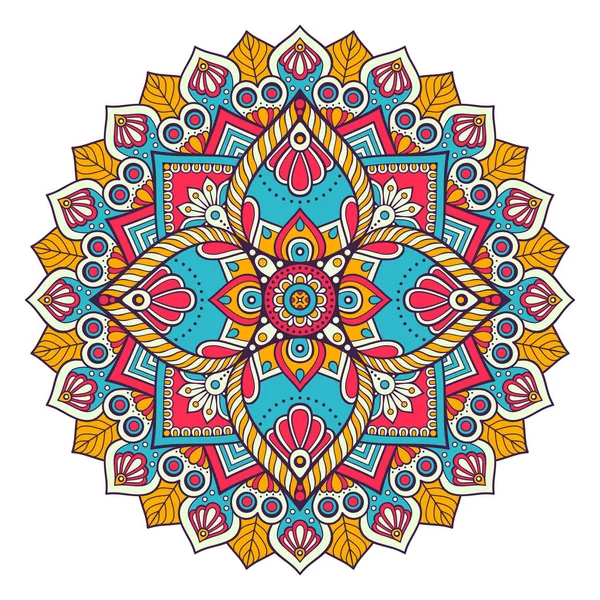 Mandala aux fleurs. Éléments décoratifs vintage. Modèle oriental, illustration vectorielle. Islam, arabe, indien, marocain, espagnol, turc, pakistan, chinois, mystique, ottoman motifs. Coloriage livre page — Image vectorielle