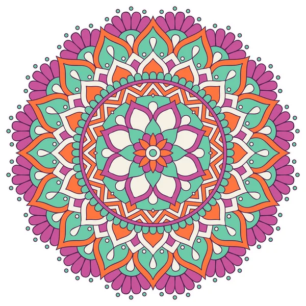 Mandala de flores. Elementos decorativos vintage. Patrón oriental, ilustración vectorial. Islam, árabe, indio, marroquí, españa, turco, pakistán, chino, místico, motivos otomanos. Libro para colorear página — Vector de stock