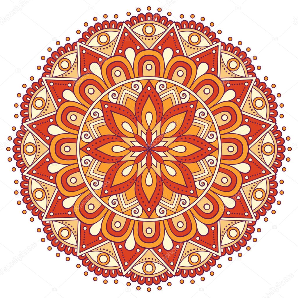 Flower Mandala. Vintage decorative elements. Oriental pattern, vector illustration. Islam, Arabic, Indian, moroccan,spain, turkish, pakistan, chinese, mystic, ottoman motifs. Coloring book page