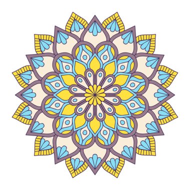 Çiçek Mandala. Vintage dekoratif öğeler. Oryantal desen vektör çizim. Islam, Arapça, Indian, Fas, İspanya, Türk, pakistan, Çin, mistik, Osmanlı motifleri. Boyama kitabı sayfası
