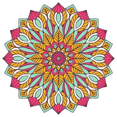 Çiçek Mandala. Vintage dekoratif öğeler. Oryantal desen vektör çizim. Islam, Arapça, Indian, Fas, İspanya, Türk, pakistan, Çin, mistik, Osmanlı motifleri. Boyama kitabı sayfası