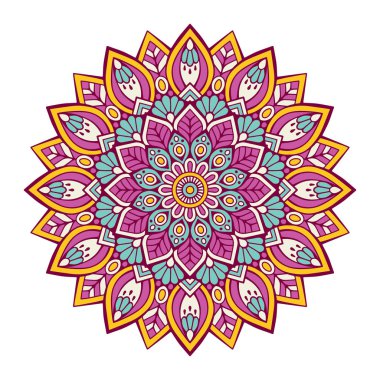 Çiçek Mandala. Vintage dekoratif öğeler. Oryantal desen vektör çizim. Islam, Arapça, Indian, Fas, İspanya, Türk, pakistan, Çin, mistik, Osmanlı motifleri. Boyama kitabı sayfası