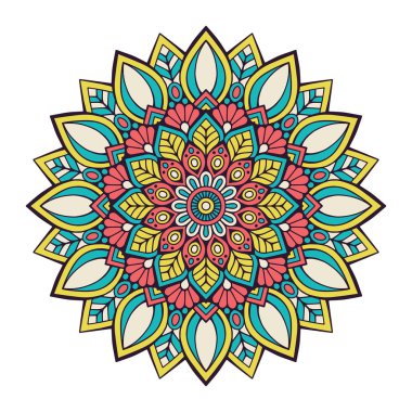 Çiçek Mandala. Vintage dekoratif öğeler. Oryantal desen vektör çizim. Islam, Arapça, Indian, Fas, İspanya, Türk, pakistan, Çin, mistik, Osmanlı motifleri. Boyama kitabı sayfası