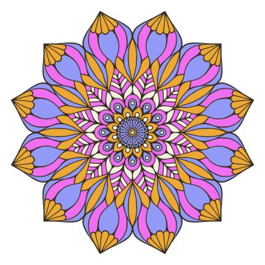 Çiçek Mandala. Vintage dekoratif öğeler. Oryantal desen vektör çizim. Islam, Arapça, Indian, Fas, İspanya, Türk, pakistan, Çin, mistik, Osmanlı motifleri. Boyama kitabı sayfası