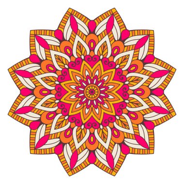 Çiçek Mandala. Vintage dekoratif öğeler. Oryantal desen vektör çizim. Islam, Arapça, Indian, Fas, İspanya, Türk, pakistan, Çin, mistik, Osmanlı motifleri. Boyama kitabı sayfası