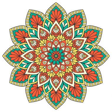 Çiçek Mandala. Vintage dekoratif öğeler. Oryantal desen vektör çizim. Islam, Arapça, Indian, Fas, İspanya, Türk, pakistan, Çin, mistik, Osmanlı motifleri. Boyama kitabı sayfası