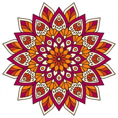 Çiçek Mandala. Vintage dekoratif öğeler. Oryantal desen vektör çizim. Islam, Arapça, Indian, Fas, İspanya, Türk, pakistan, Çin, mistik, Osmanlı motifleri. Boyama kitabı sayfası