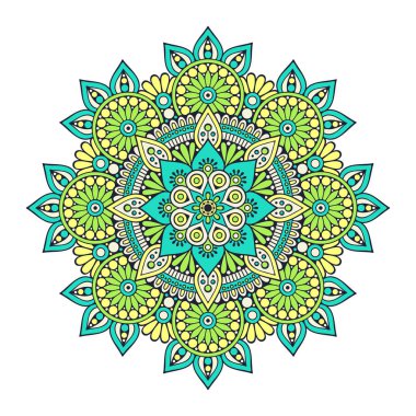 Çiçek Mandala. Vintage dekoratif öğeler. Oryantal desen vektör çizim. Islam, Arapça, Indian, Fas, İspanya, Türk, pakistan, Çin, mistik, Osmanlı motifleri. Boyama kitabı sayfası