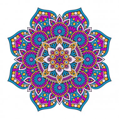 Çiçek Mandala. Vintage dekoratif öğeler. Oryantal desen vektör çizim. Islam, Arapça, Indian, Fas, İspanya, Türk, pakistan, Çin, mistik, Osmanlı motifleri. Boyama kitabı sayfası