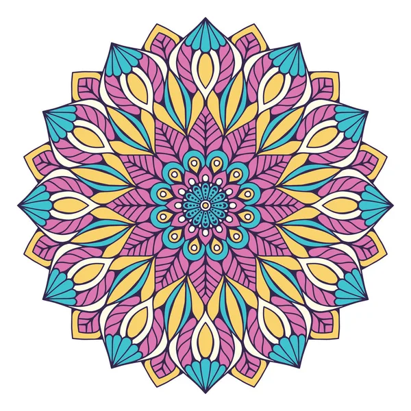 Mandala aux fleurs. Éléments décoratifs vintage. Modèle oriental, illustration vectorielle. Islam, arabe, indien, marocain, espagnol, turc, pakistan, chinois, mystique, ottoman motifs. Coloriage livre page — Image vectorielle