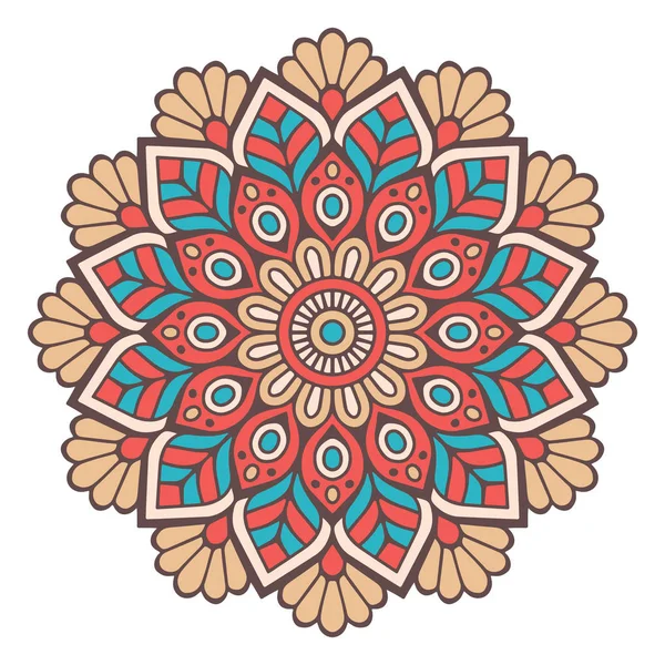 Mandala aux fleurs. Éléments décoratifs vintage. Modèle oriental, illustration vectorielle. Islam, arabe, indien, marocain, espagnol, turc, pakistan, chinois, mystique, ottoman motifs. Coloriage livre page — Image vectorielle