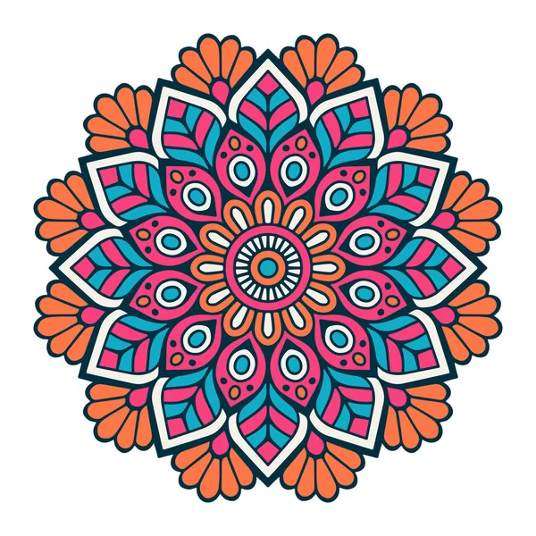 Mandala de flores. Elementos decorativos vintage. Patrón oriental, ilustración vectorial. Islam, árabe, indio, marroquí, españa, turco, pakistán, chino, místico, motivos otomanos. Libro para colorear página — Vector de stock