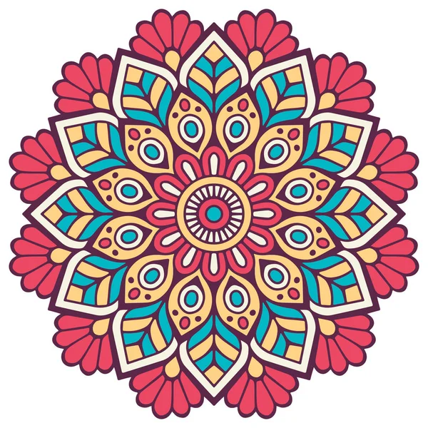 Mandala aux fleurs. Éléments décoratifs vintage. Modèle oriental, illustration vectorielle. Islam, arabe, indien, marocain, espagnol, turc, pakistan, chinois, mystique, ottoman motifs. Coloriage livre page — Image vectorielle