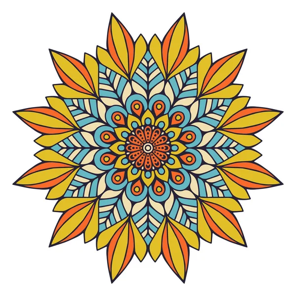 Mandala aux fleurs. Éléments décoratifs vintage. Modèle oriental, illustration vectorielle. Islam, arabe, indien, marocain, espagnol, turc, pakistan, chinois, mystique, ottoman motifs. Coloriage livre page — Image vectorielle