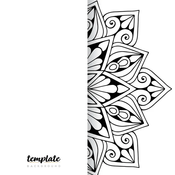 Mandala Λευκό Φόντο Στρογγυλό Στολίδι Λουλουδιών — Διανυσματικό Αρχείο
