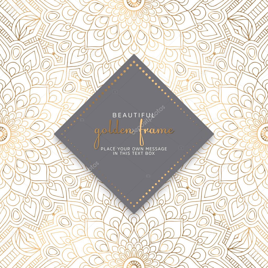 luxury ornamental mandala design background in gold color vector