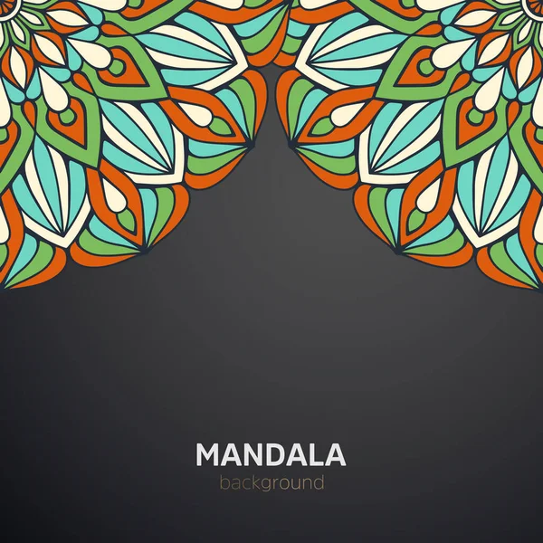 豪華なマンダラダークデザインの背景飾り — ストックベクタ