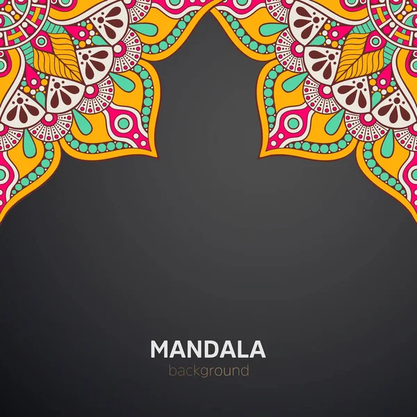 Lusso Mandala Scuro Disegno Sfondo Ornamento — Vettoriale Stock
