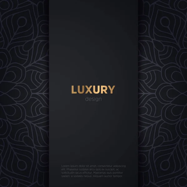 Luksusowe Mandala Ciemny Design Tło Złoto — Wektor stockowy