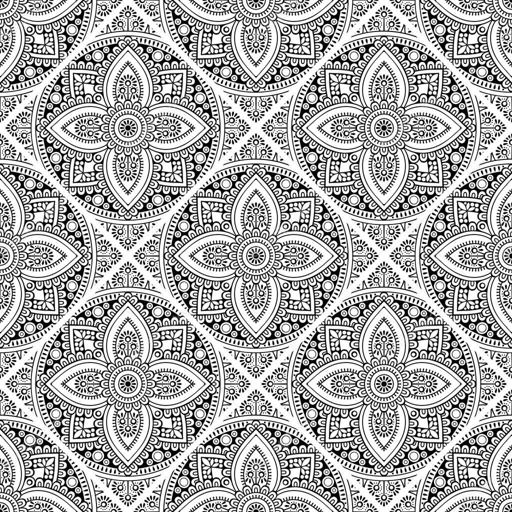 luxury ornamental mandala design background in monochrome color vector