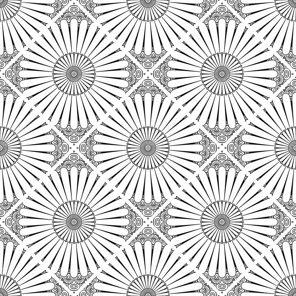 luxury ornamental mandala design background in monochrome color vector