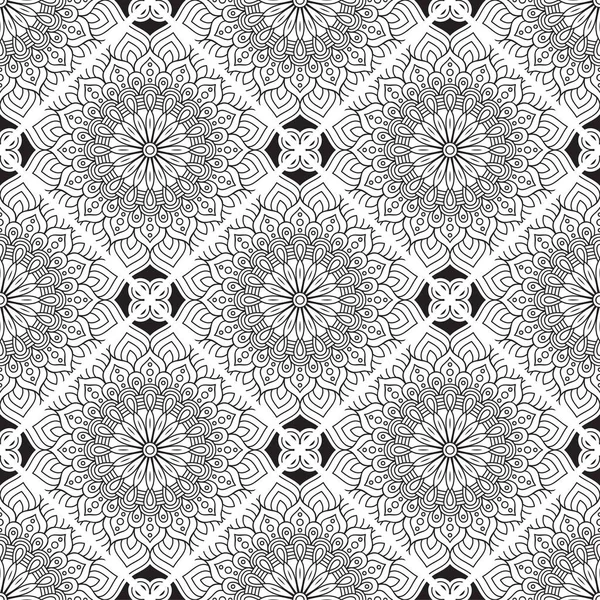 Fond Design Mandala Ornemental Luxe Vecteur Couleur Monochrome — Image vectorielle