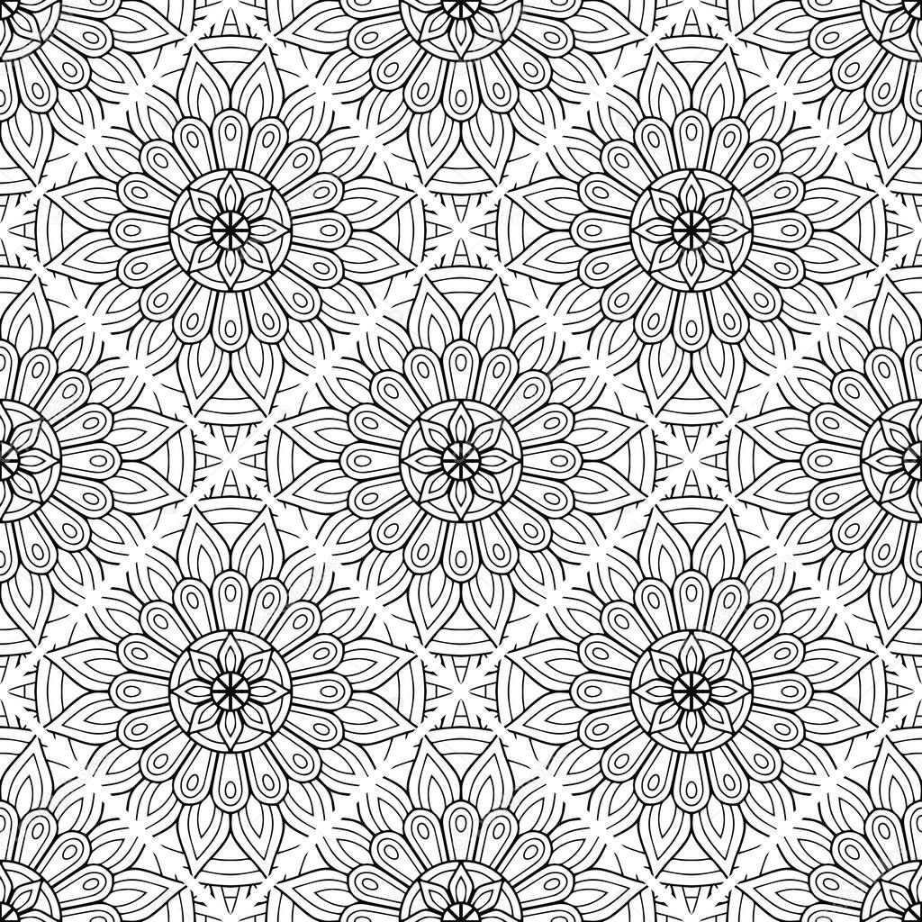 luxury ornamental mandala design background in monochrome color vector